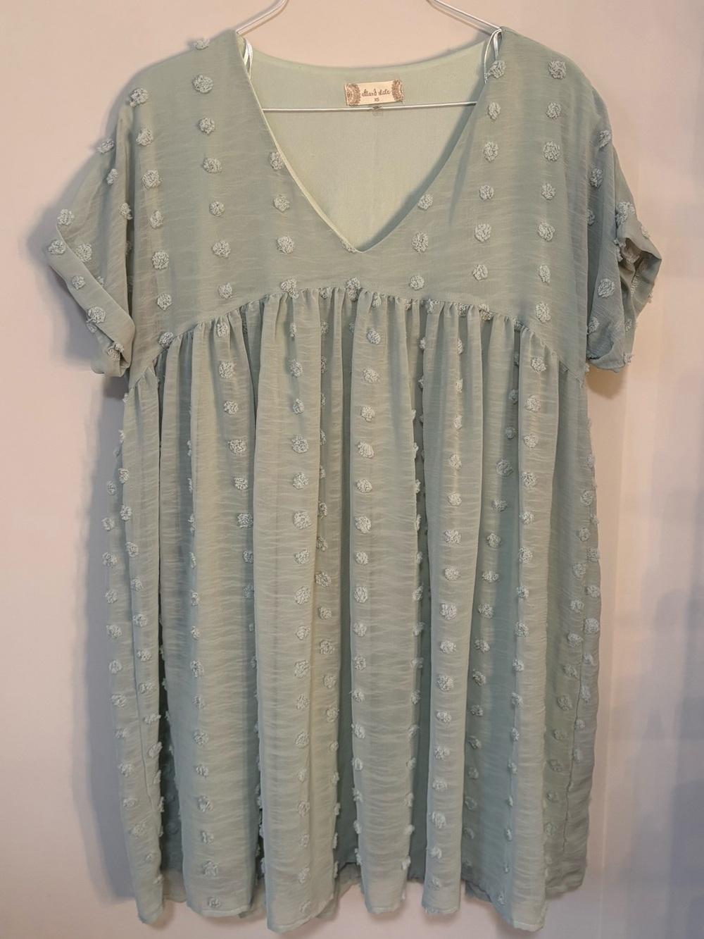 Altar'd State Sage Green Textured Babydoll Dress💚